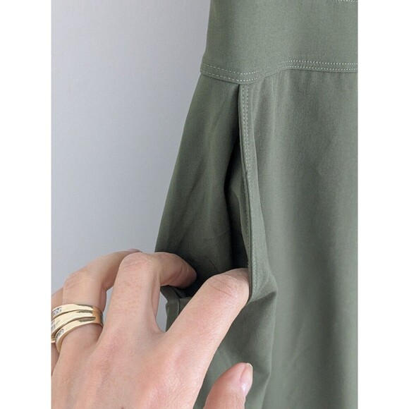Prana Shadyn Snap Front Shirt Dress Womens Size Small Stretch Green Pockets - Picture 4 of 9